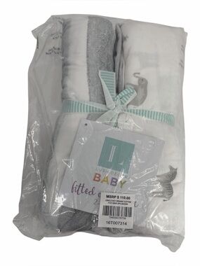 Lush Decor Baby Gray & White Fitted Crib Sheet Set